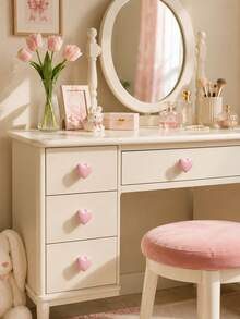 8pcs Heart-Shaped Ceramic Cabinet Knobs, Colorful Drawer Pulls, Suitable For Vanity, Wardrobe, Children's Room Furniture And Home Decor - Handle - View 5