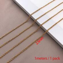 1meters Stainless Steel Rolo O Chains 2/2.5mm Stainless Steel Round Rolo Chain Bulk For DIY Necklace Crafts Accessories Jewelry Making - Multicolor - View 9