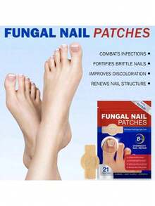 21pcs High-Quality Gentle Moisturizing Nail Repair Stickers, Breathable Waterproof Nail Strengthening Care Stickers, Suitable For Home Manicure And Daily Nail & Foot Health - Multicolor - View 6