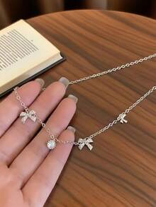 1 pieza Collar colgante de cinta elegante y exquisito, adecuado para uso diario, cadena de plata S925, cadena de oro, adecuado para uso diario, gargantilla - Mariposa - Ver 11