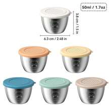 50ml Cute Bear Pattern 304 Stainless Steel Sauce Cup With Lid, Portable Sealed Condiment Storage Container, Salad Tomato Mustard Sauce Storage Container, Reusable Sauce Dish, Suitable For Student And Adult Use In School, Office,Picnic,Travel - Multicolor - View 12