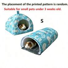 2pcs Hamster Hiding Nest, Washable Rabbit Bed With Hamster Tunnel, Hamster Toy Bed, Rabbit Hiding Cage Accessories, Suitable For Hamsters, Ferrets, Rabbits - B-Blue - View 16