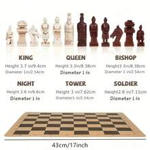 Easytoday 大尺寸國際象棋套裝,做舊飾面,兵馬俑風格棋子,加重棋子,43cm/16.93英吋棋盤,創意娛樂遊戲,聖誕節與節日禮物 - 彩色 - 查看 3