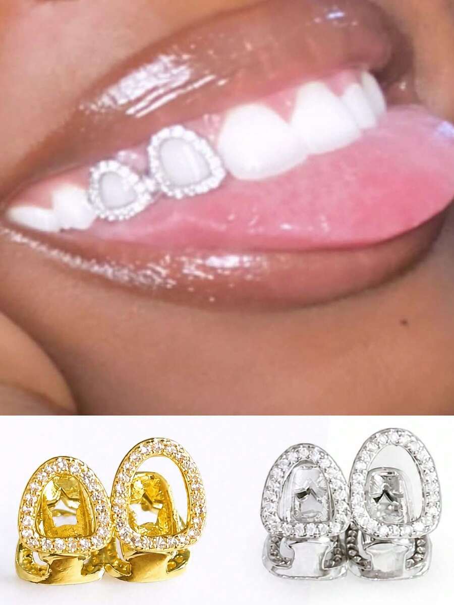 1 pièce Bijou de dents circulaire lisse et ajouré, décoration de dents unisexe hip-hop pour le port quotidien, les fêtes, le cosplay et les accessoires photo