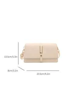 Fashionable Solid Color Asymmetrical Flap Vintage Minimalist Elegant Shoulder Bag - White - View 6