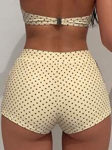 2026 Summer New Fashion Polka Dot Print Halter Tie Bikini 4-Piece Set For Beach Party Vacation - Multicolor - View 6