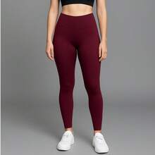 Flannel Pants For Cold Weather With Warm Lining, High Waist, Sizes S To XL. - Burgundy - View 2