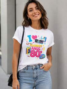 Retro 80s Flashback Women's T-Shirt, Vintage Style - Putih - View 1