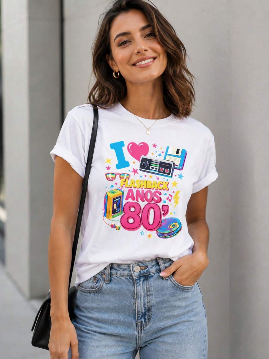 Retro 80s Flashback Women's T-Shirt, Vintage Style - Putih - View 1