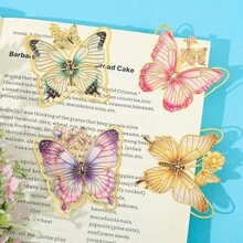 Exquisite Gradient Butterfly-Themed Metal Bookmark Clip, Decorated With Mini Butterflies And Flowers. It Is A Reading Accessory Gift Perfect For Literature And Nature Lovers. - One Size - View 2