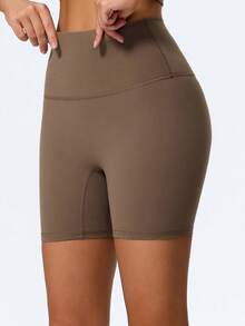 1pc High Elasticity Nude Yoga Shorts Cycling Pants Summer - Brown - View 7