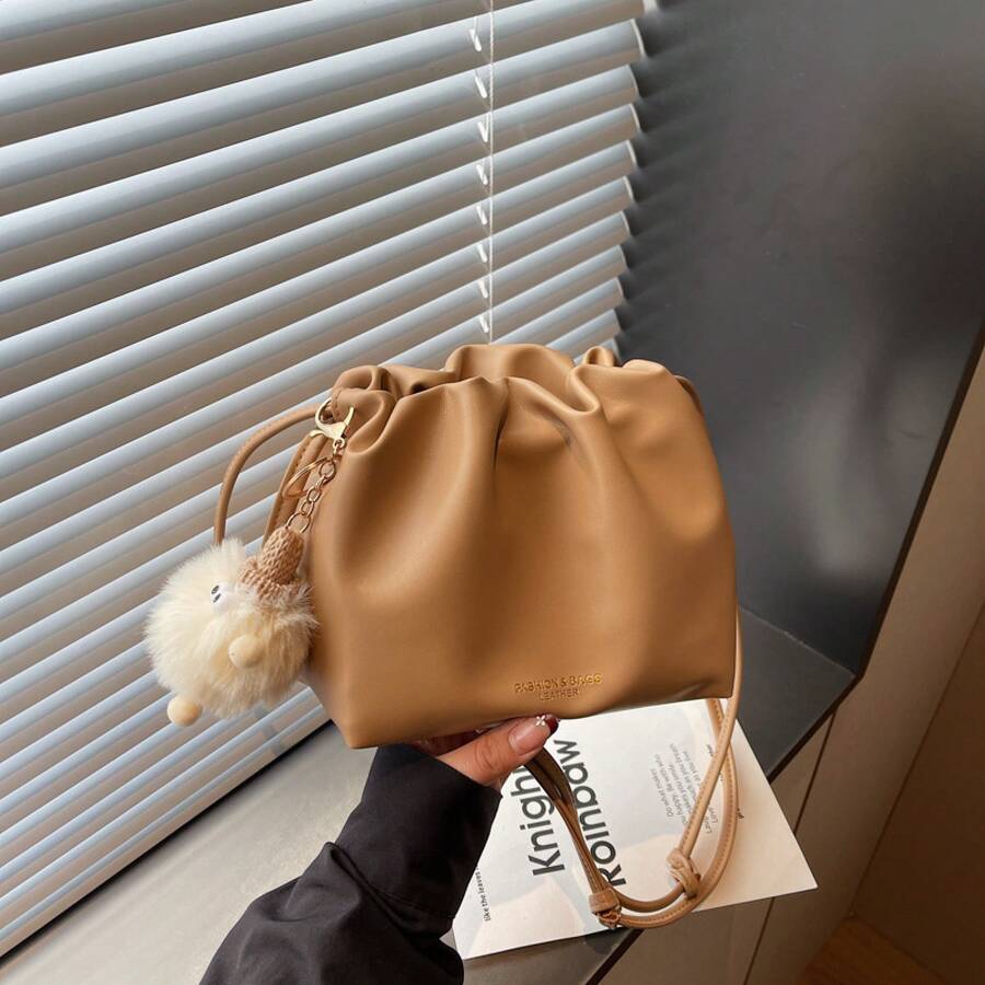 Bolso de mano moderno y versátil para mujer, estilo casual elegante con un toque de alta gama, bolso de hombro estiloso ideal para ir de compras. - Negro con colgante - Ver 1