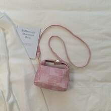 Bolso de mano moderno y versátil para mujer, estilo casual elegante con un toque de alta gama, bolso de hombro estiloso ideal para ir de compras, 2026, hermoso cierre de broche, nuevo color sólido, sencillo, a la moda, casual, para ir al trabajo, bolso de mano, de hombro, bandolera, pequeño y cuadrado para mujer. - Rosa - Ver 2