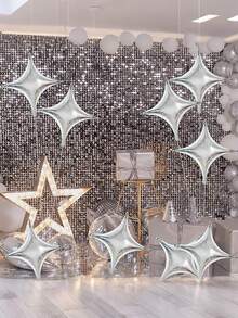 4-Pointed Silver Star Foil Balloons, 26 Inch & 10 Inch, Suitable For Wedding, Baby Shower, Birthday, New Year Party Decoration - Balloon - View 4