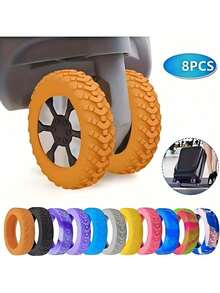 8pcs Silicone Luggage Wheel Covers, Noise Reduction, Floor Protection, Smooth Rolling, Wear-Resistant Travel Accessories, Multiple Colors For Easy Identification - Multicolor - View 2