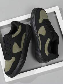 Men's Fashionable High-End Minimalist Contrast Color Casual Sports Shoes, Multi-Functional Daily Outdoor Commute Comfortable Walking Sneakers - Army Green - View 1