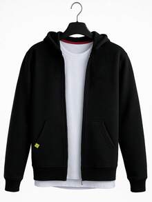 Boys' Fleece Hoodie With Zipper, Winter, Casual, Comfortable - Black - View 4