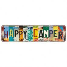 16x4 Inch Vintage Aluminum "Happy Camper" Sign | UV Printed, Durable Metal Wall Art For Home, Bar, Cafe And Outdoor Decor - 111 - View 3