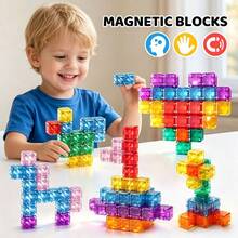 10er/30er/50er Packung transparente magnetische Würfelblöcke, STEM-Bildungsspielzeug zum Bauen für Kinder, Montessori-Frühförderung und Lehrmaterial, Geschenk für Jungen und Mädchen von 3-6 Jahren zu Feiertagen und Geburtstagen, tragbares sensorisches Reisespielzeug - Verschiedenfarbig - Übersicht 4