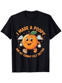 Funny Poop Joke T-Shirt With The Phrase "I Pooped And My Stomach Felt Better" And A Cute Crying Poop Design - Casual Short-Sleeve Crew Neck T-Shirt For Men, Women, And Teens - Humorous Toilet Paper Roll Graphic, Machine Washable, Perfect Gift For Adults And Teens (Birthday, Valentine's Day) - Funny Bathroom Humor Apparel - 黑色 - 查看 1