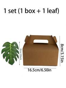 Artificial Palm Leaves Decor - Plastic/Brown Manila Paper Gift Box With Palm Leaf Pattern. Suitable For Wedding Gifts, Hawaiian Parties, Party Favors, And Jungle Themed Occasions - Box - View 9