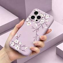Ốp lưng điện thoại silicone lỏng họa tiết hoa anh đào, tương thích với iPhone 17 Air, 16e, 16, 15 Pro Max, 14 Plus, 13 Mini, 12 Pro, 11, X, XS, XR, XS Max, 7, 8 Plus, - Màu tím - Xem 6