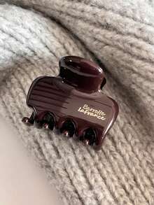 1pc 1.89in/4.8cm Brown Small Lightweight Plastic Hair Clip, Fashionable Versatile Elegant Minimalist Solid Color Hair Claw Suitable For Daily, Casual, Party, Commute, Beach, Vacation, Ponytail, Bun, Face Washing, Makeup, Outfit Accessory - Brown - View 3