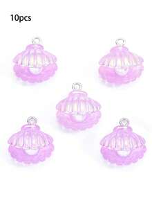 10/20/100 piezas Accesorios de joyería DIY con conchas marinas de resina simulada, perlas, colgantes, pulseras, pasadores para el cabello, llaveros, encantos para bolsos - caparazón - Ver 6
