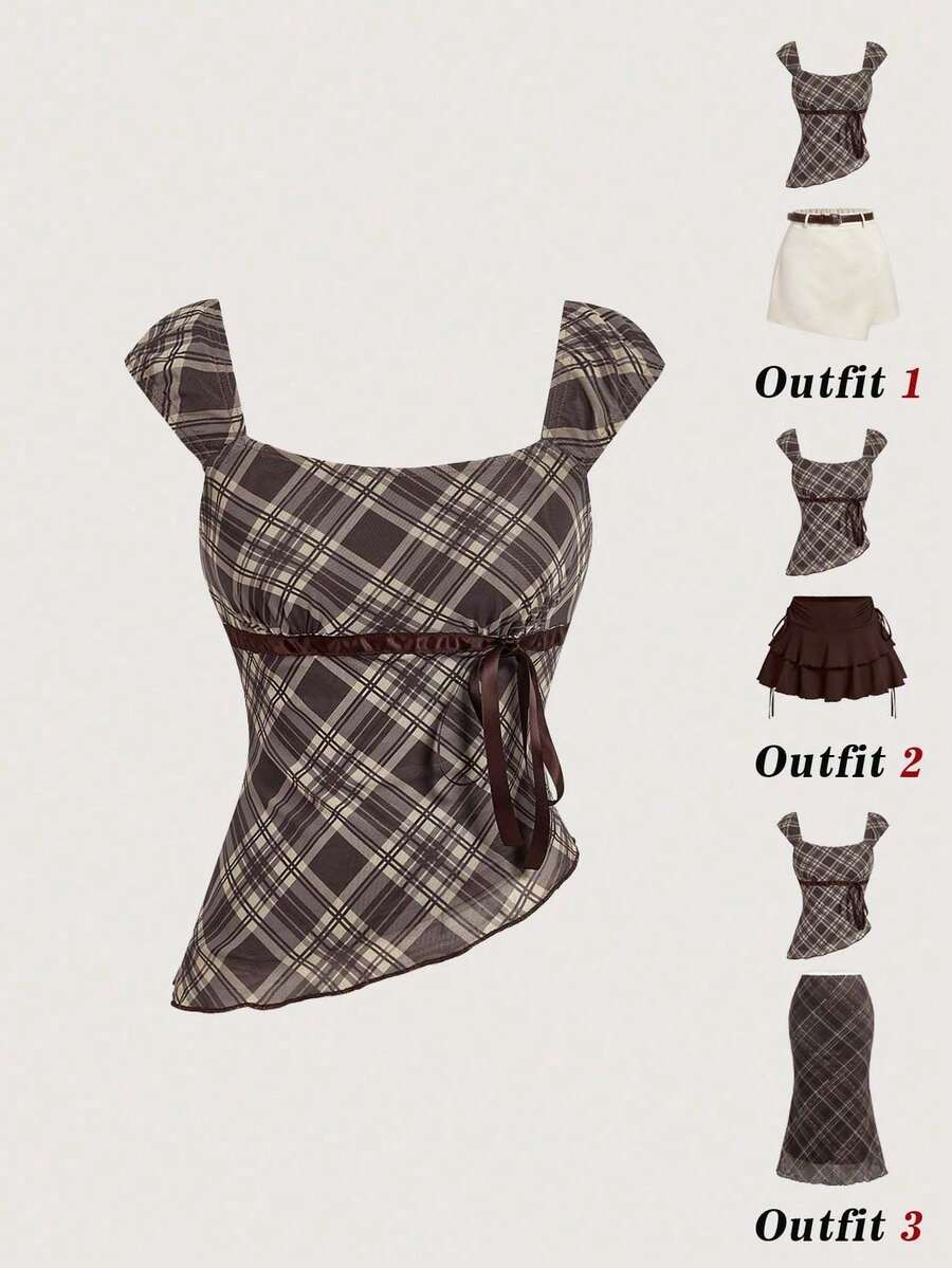 MOD 3 piezas Tops de tirantes y camisetas de mujer - Marrón - Ver 1