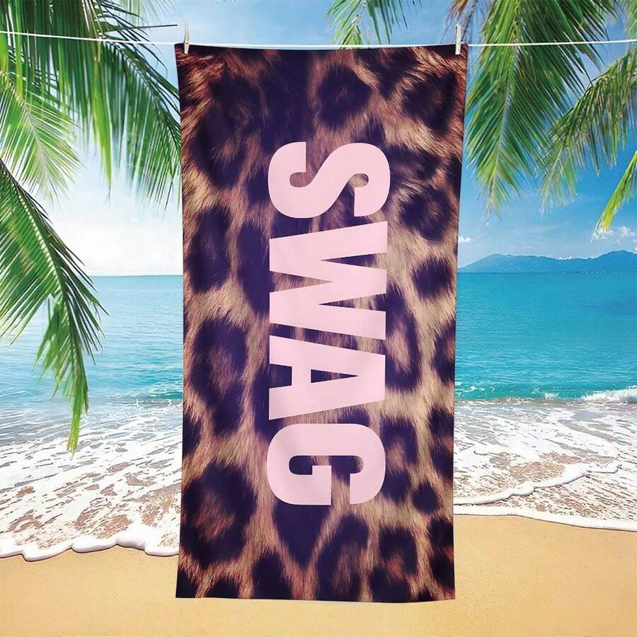 1 chiếc khăn tắm bãi biển họa tiết da báo SWAG thời trang - mềm mại & thoải mái, nhanh khô, nhẹ - in kỹ thuật số sống động, phù hợp cho các buổi dã ngoại, tiện lợi cho bãi biển, hồ bơi, du lịch, cắm trại, yoga, chất liệu thấm hút tốt - Nhiều màu - Xem 1