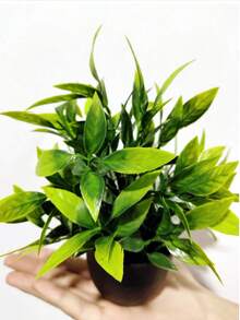 Small Artificial Potted Plants/Faux Moss Stones (1, 2, Or 3 Piece Set) - Green Plants With Black Pots; Suitable For Home Decor, Office, Dining Table, Farmhouse Style Spaces, Patio And Bathroom. - Black - View 11