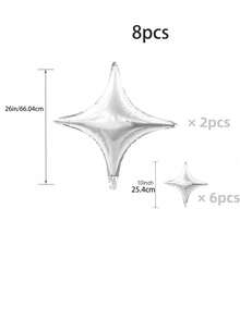 4-Pointed Silver Star Foil Balloons, 26 Inch & 10 Inch, Suitable For Wedding, Baby Shower, Birthday, New Year Party Decoration - Balloon - View 2