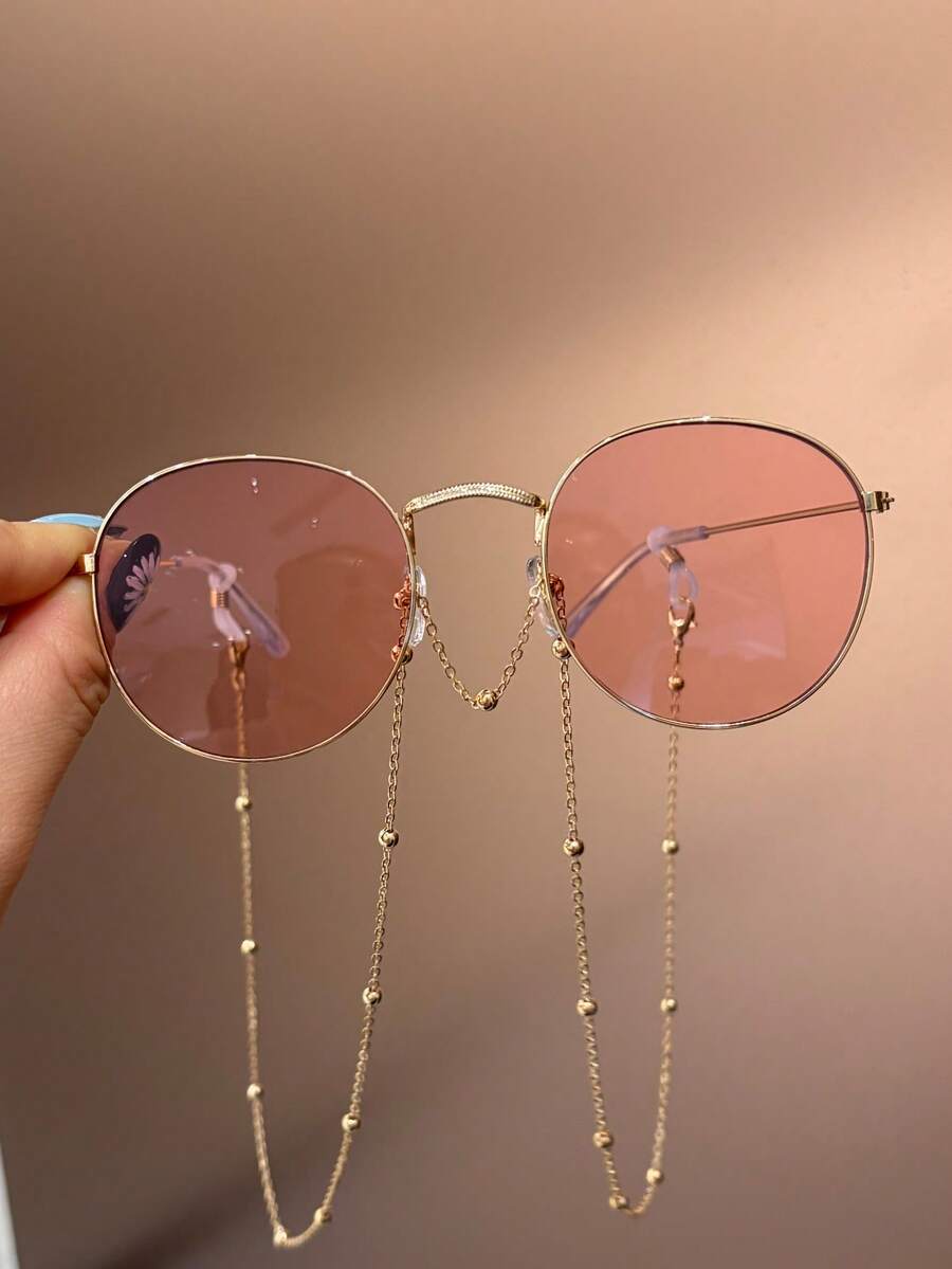 1pc Children's Luxury Gold/Silver Beaded Eyeglasses Chain, Anti-Lost & Anti-Slip, Versatile Fashion Glasses Lanyard, Decorative Accessory, Does Not Include Glasses - Multicolor - View 1