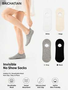 1/5/10/20 pares de calcetines invisibles minimalistas para mujer, material de malla suave y transpirable, absorción de humedad, diseño elegante de corte bajo, adecuado para mocasines, zapatillas y zapatos planos, cómodo para uso diario, regalo ideal para ocasiones especiales - Multicolor - Ver 12