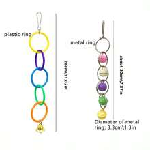 1 pieza Juguete de loro Anillo colgante colorido, para masticar, jugar, aliviar el aburrimiento, escalar - Multicolor - Ver 4