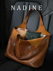 Nueva bolsa de cesta floral vintage, bolso de hombro, bolso de gran capacidad para debajo del brazo, diseño exclusivo para mujeres - Marrón - Ver 7