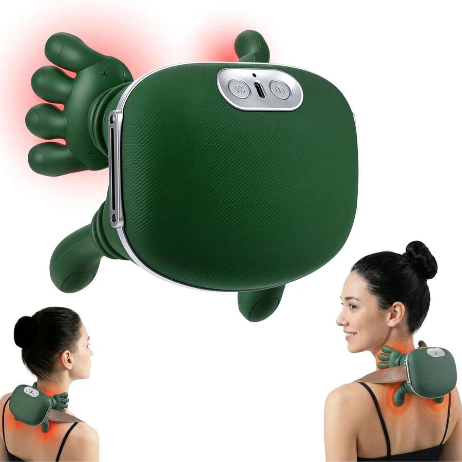 Vielspu Shoulder And Neck Massager With Heat, 4D Deep Tissue Massage With Finger Pressure For Back, Neck & Shoulder, Portable Compact Design To Relieve Muscle Fatigue And Stiffness, Green - View 1