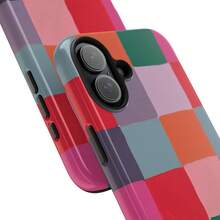 24h Ship From DE Apple 17 Pro Max Plus Checkerboard Phone Case |   Patchwork Square Pattern |   Colored Checkered Pattern |   Shiny Robust Case 23 24 25 26 - 白色 - 查看 10