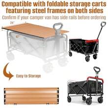 Metal Tabletop Board For Wagons Cart, Foldable Table 47"*24" Heavy Duty For Wagon, Alloy Board With Load Capacity 68LBS, Camping Essential And Gear For Outdoor Party With Family And Friends - Woody - View 2