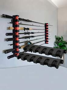1Set Easy Install ABS Fishing Rod Holder Wall Mount Foam Protection Fishing Pole Storage Rack Garage Sports Organizer - Multicolor - View 2