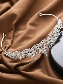 1 pieza Diadema con mini corona incrustada de rhinestones, adecuada para fiestas, cumpleaños, bodas - Plateado - Ver 2