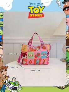 1 Pc Disney Officially Licensed Toy Story Aliens/Buzz Lightyear/Jessie Print Tote Bag,Adjustable Shoulder Strap Crossbody Bag,Lightweight Handbag,For Women/Girls/Youngster/Fans,Iadies For Daily/Shopping/Going Out/School/Travel - Multicolor - View 4