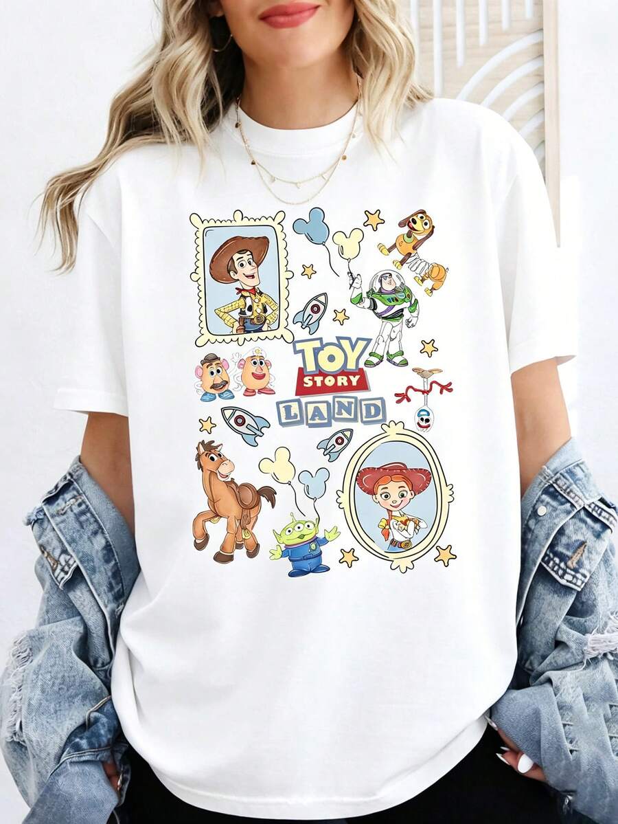 Genuine Authorization Of Disney, Comfortable Color Shirt With Retro Disney Toy Story Theme, "You Are My Best Friend" T-Shirt, Family-Friendly Clothes Of Disneyland, 100% Cotton High-Quality T-Shirt, Fitted T-Shirt, Unisex, Excellent Gift, Free Of Charge. - 白色 - 查看 1