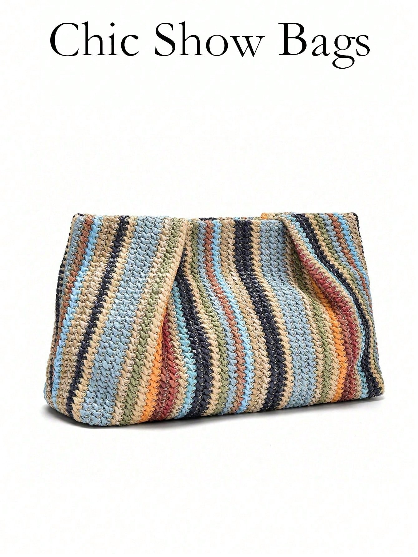 1Pc Rainbow Color Woven Clutch Bag, Minimalist & Fashionable, Suitable For