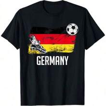 Maglia con bandiera della Germania Squadra di calcio della Germania Maglietta estiva della Germania Top - nero - Visualizzare 1