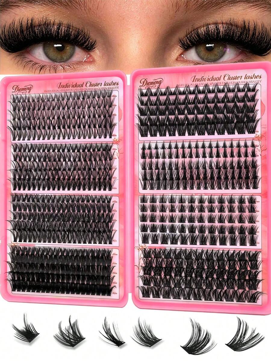660 Stücke 10-18mm D/DD gekräuselte Wimpernbüschel - 8 Stile Doppel&Volumen&Flauschig&Weiche Wimpernbüschel, 0,07 Anime-Stil Wimpernbüschel, Wimpernverlängerungen, Fairy Wimpernbüschel, Einzelwimpern, geeignet für Anfänger, wiederverwendbar, für Party, Hochzeit, Alltag - D - Übersicht 1