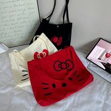 1 pieza Bolsa de lona Sanrio Hello Kitty, bolsa de hombro de gran capacidad, adecuada para compras y uso diario - View 3