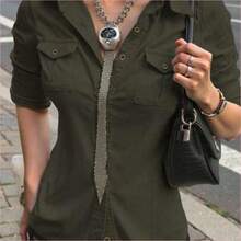 Women Blouses & Shirts - Dark Green - View 1
