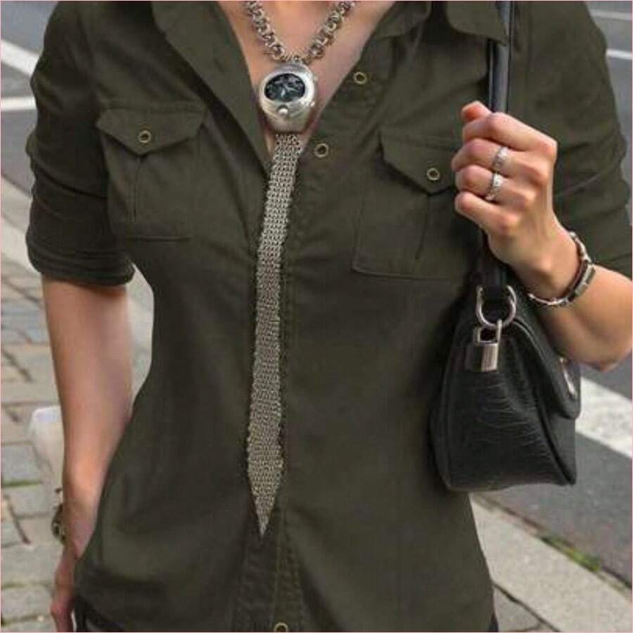 Women Blouses & Shirts - Dark Green - View 1