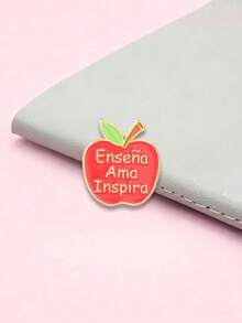 Épingle de revers en émail "Enseña Ama Inspira" Apple, broche d'appréciation des enseignants - Rouge - Voir 6